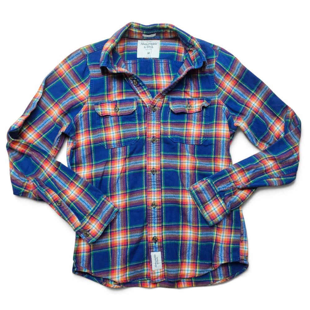 ABERCROMBIE & FITCH Flannel Shirt Men's M 2010's Muscle Fit Plaid Outdoors Fall